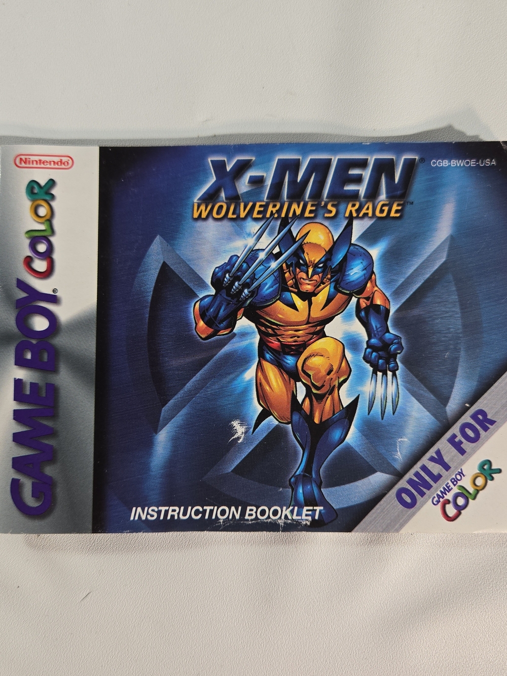 Nintendo X-Men: Wolverine's Rage Instruction Booklet - Blue, Yellow
